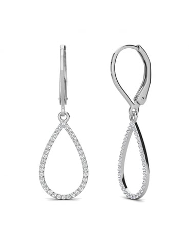 Pendientes de aro colgantes Laelia - Plata y cristal