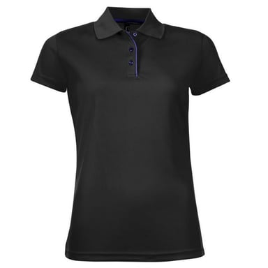 SOLS Womens/Ladies Performer Short Sleeve Pique Polo Shirt (Black)