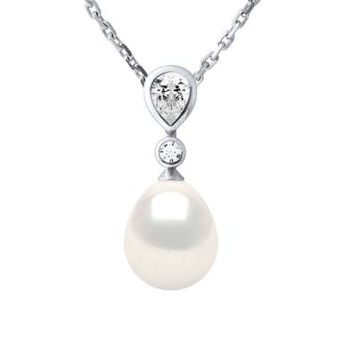 Necklace Jewelry - Real Cultured Freshwater Pearl Pear 8-9 mm