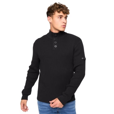 Crosshatch Mens Wellburys Chunky Knit Jumper (Black)