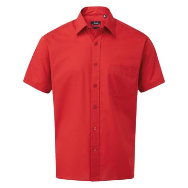 Premier Mens Short Sleeve Poplin Shirt (Red)