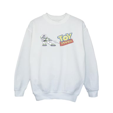 Disney Girls Toy Story Buzz Pulling Logo Sweatshirt (White)