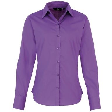 Premier Womens/Ladies Poplin Long-Sleeved Blouse (Rich Violet)