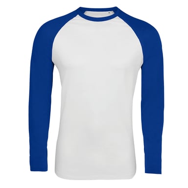 SOLS Mens Funky Contrast Long Sleeve T-Shirt (White/Royal Blue)