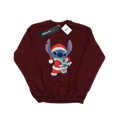 Disney Mens Lilo And Stitch Stitch Christmas Sweatshirt (Burgundy)