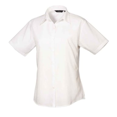 Premier Womens/Ladies Poplin Short-Sleeved Blouse (White)