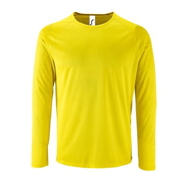SOLS Mens Sporty Long Sleeve Performance T-Shirt (Neon Yellow)