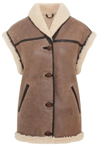 Chaleco de piel de aviador marrón para mujer - Chevak