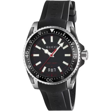 Gucci YA136303 Dive Black Dial Silicone Band Men's Watch