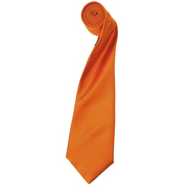 Premier Mens Plain Satin Tie (Narrow Blade) (Pack of 2) (Orange)