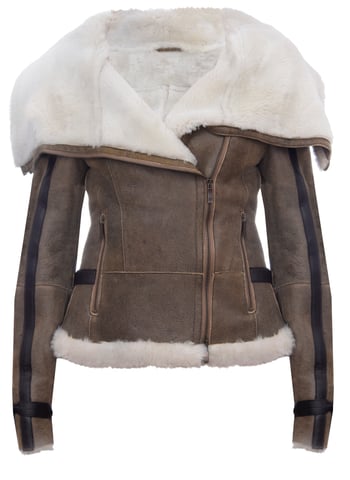 Chaqueta de piel de aviador de piel de oveja merino para mujer - Asmara