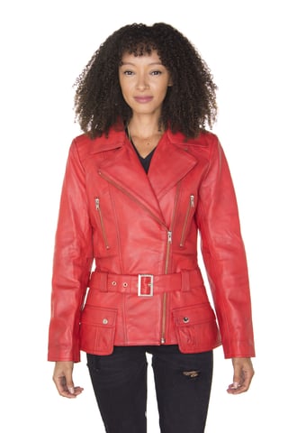 Chaqueta Biker Larga de Cuero para Mujer - Quito