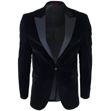 Chaqueta de traje de esmoquin de terciopelo negro para hombre