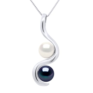 Pendant You & Me - 2 Real Cultured Freshwater Pearls Round 7-8 mm