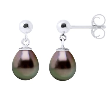 Earrings Real Cultured Tahiti Pearls Pear 8-9 mm