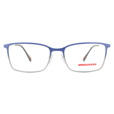 Prada deportivo rectangular superior azul degradado gunmetal hombres marcos de cristal