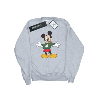 Disney Mens Mickey Mouse Christmas Jumper Stroke Sweatshirt (Sports Grey)