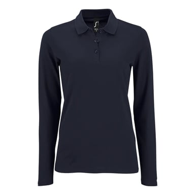 SOLS Womens/Ladies Perfect Pique Long-Sleeved Polo Shirt (French Navy)