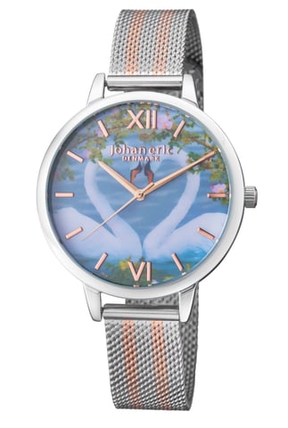 Johan eric: reloj knoppsvane ss con esfera fotográfica y correa de malla ss/oro rosa