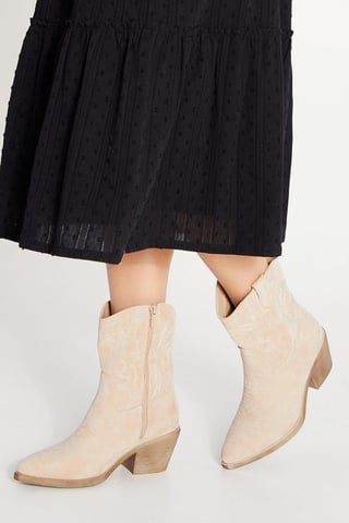 Karmi Stitch Detail Western Cowboy Ankle Boots