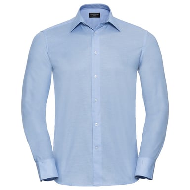 Russell Collection Mens Oxford Tailored Long-Sleeved Formal Shirt (Oxford Blue)