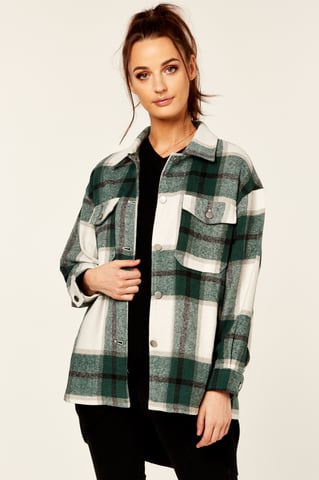 Sobrecamisa con detalle de bolsillo extragrande a cuadros