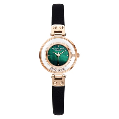VICTORIA HYDE Ladies Watches Small Dial Analog Quartz Woman Watches with Clear Crystal Elegant Gold Watch for Woman, green black