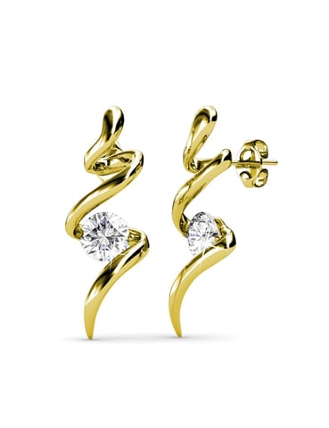 Pendientes Espiral - Oro y Cristal