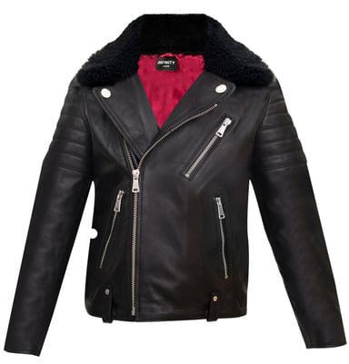 Chaquetas para niños Chaquetas de motociclista con cuello desmontable 100 % cuero para niños (3 a 13 años)
