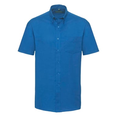 Russell Collection Mens Short Sleeve Easy Care Oxford Shirt (Oxford Blue)