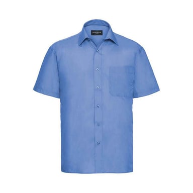 Russell Collection Mens Poplin Easy-Care Short-Sleeved Formal Shirt (Corporate Blue)