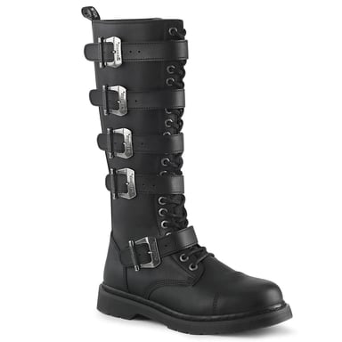 Botas altas hasta la rodilla de cuero vegano negro Demonia Bolt 425