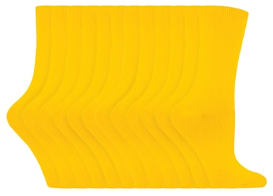Calcetines de algodón ricos lisos para mujer | Paquete múltiple de 12 pares | Sock Snob | Calcetines de caña corta cómodos y coloridos para damas - Amarillo