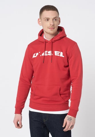 Sudadera con capucha para hombre Diesel S Agnes BRO en rojo