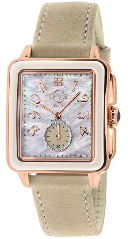 GV2 Bari Tortoise Reloj de mujer de cuarzo suizo con ante marrón perla y diamantes 9262