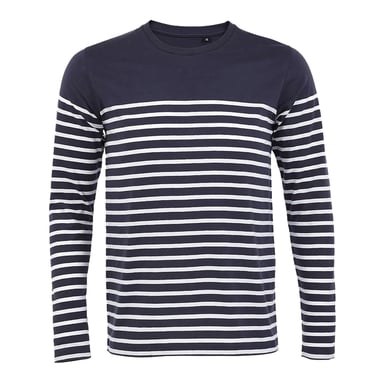 SOLS Mens Matelot Striped Long-Sleeved T-Shirt (French Navy/White)