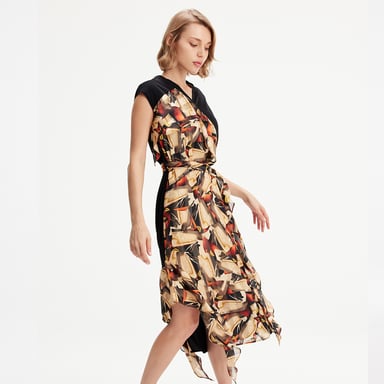 Asymmetrical dress with graphic print