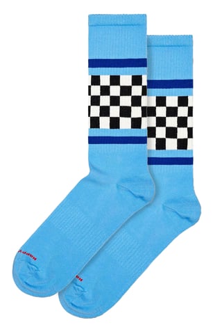 Calcetines a Rayas Verificados | Happy Socks | Calcetines con Diseño de Cuadros de Moda | Calcetines de Regalo Divertidos - Azul