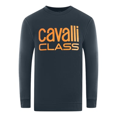 Sudadera azul marino con logo audaz de Cavalli Class