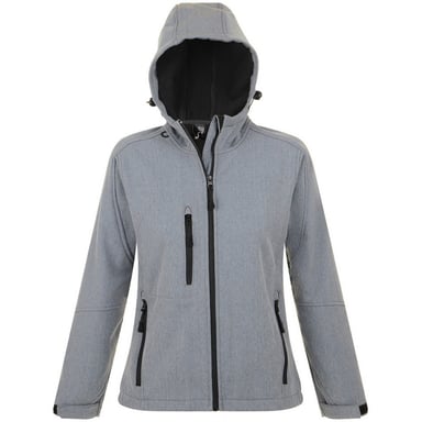 SOLS Womens/Ladies Replay Hooded Soft Shell Jacket (Breathable, Windproof And Water Resistant) (Grey Marl)