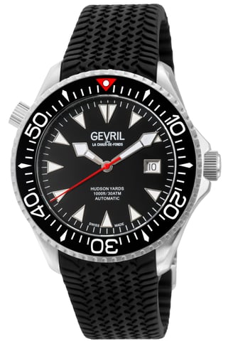 Gevril Reloj Hudson Yards de acero inoxidable con esfera negra para hombre