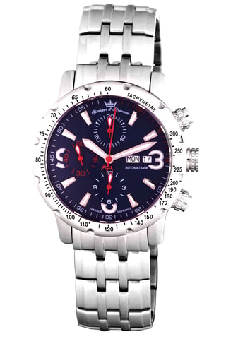 Reloj Yonger de acero inoxidable plateado con esfera azul