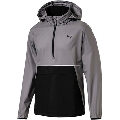 Puma Golf Retro Wind Breaker Jacket Hoody Half Zip Up Gris Hombre
