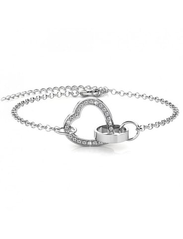 Pulsera Corazón Cerrado - Plata y Cristal