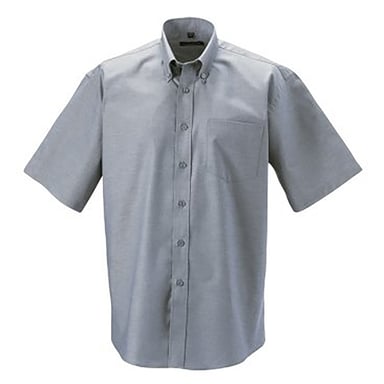Russell Collection Mens Short Sleeve Easy Care Oxford Shirt (Silver Grey)