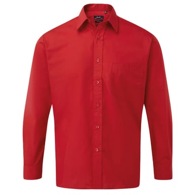 Premier Mens Poplin Long-Sleeved Shirt (Red)