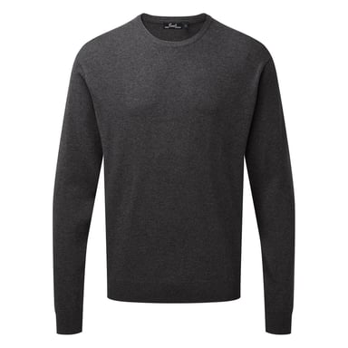 Premier Mens Knitted Cotton Crew Neck Sweatshirt (Charcoal)