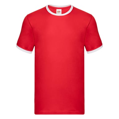 Fruit of the Loom Mens Ringer Contrast T-Shirt (Red/White)