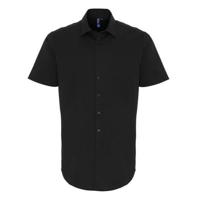 Premier Mens Stretch Fit Poplin Short Sleeve Shirt (Black)