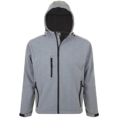 SOLS Mens Replay Hooded Soft Shell Jacket (Breathable, Windproof And Water Resistant) (Grey Marl)